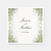 Serviette En Papier Mariage de fleurs vertes Dusty (Devant)
