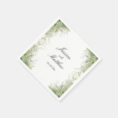Serviette En Papier Mariage de fleurs vertes Dusty (Coin)