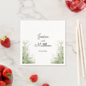 Serviette En Papier Mariage de fleurs vertes Dusty (En situation)