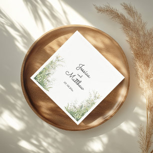 Serviette En Papier Mariage de fleurs vertes Dusty