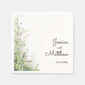 Serviette En Papier Mariage de fleurs vertes Dusty (Devant)