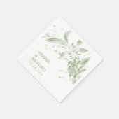 Serviette En Papier Mariage de fleurs vertes et blanches (Coin)