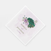 Serviette En Papier mariage de fleurs violettes vert émeraude (Coin)