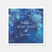 Serviette En Papier Mariage de flocons bleus Bokeh Hiver (Devant)