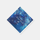 Serviette En Papier Mariage de flocons bleus Bokeh Hiver (Coin)