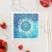 Serviette En Papier Mariage de flocons de neige d'hiver personnalisés  (En situation)