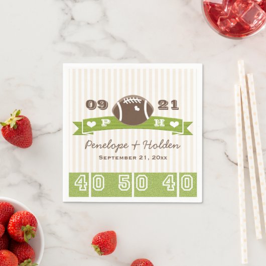 Serviette En Papier Mariage de football monogramme (En situation)