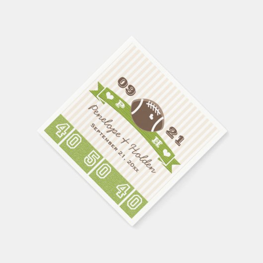 Serviette En Papier Mariage de football monogramme (Coin)