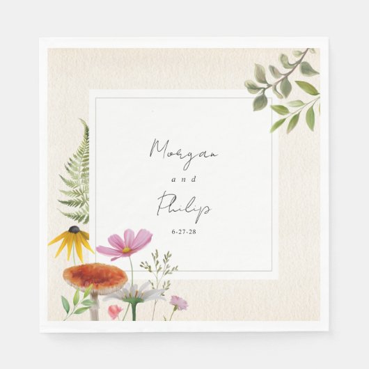 Serviette En Papier Mariage de forêt botanique Napkins (Devant)