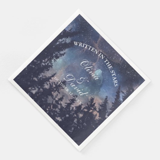 Serviette En Papier Mariage de forêt de nuit étoilée (Coin)