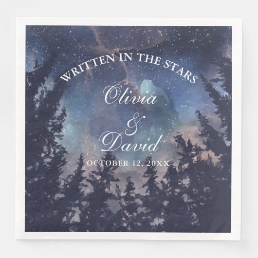 Serviette En Papier Mariage de forêt de nuit étoilée (Devant)