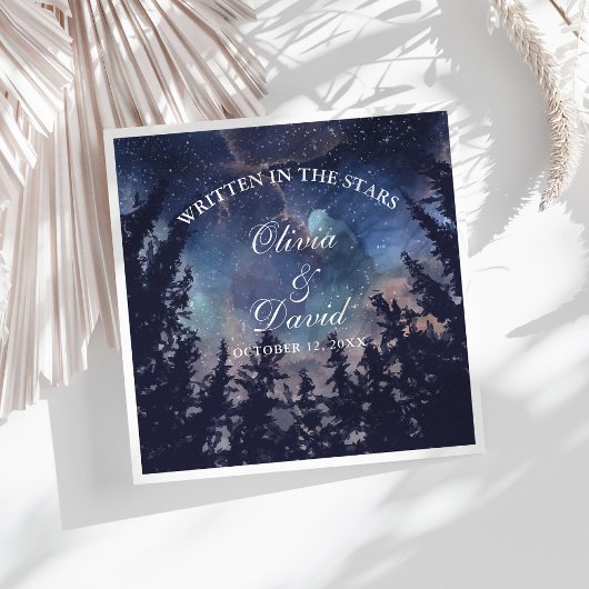 Serviette En Papier Mariage de forêt de nuit étoilée