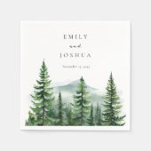 Serviette En Papier Mariage de forêt de pins rustiques (Devant)