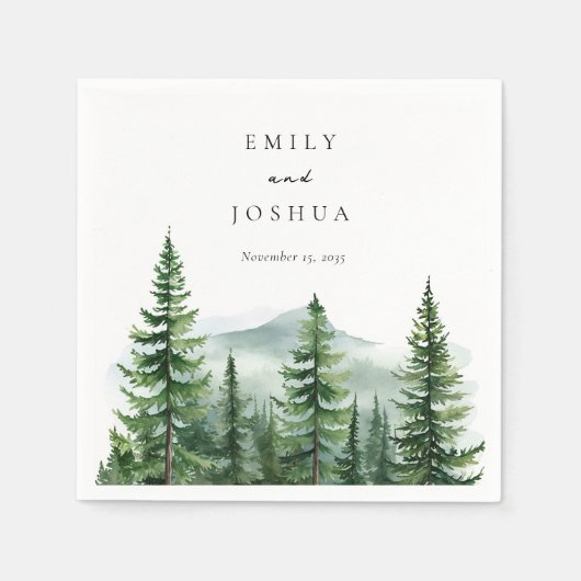 Serviette En Papier Mariage de forêt de pins rustiques (Devant)