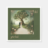 Serviette En Papier mariage de forêt médiévale Whimsical vert (Devant)