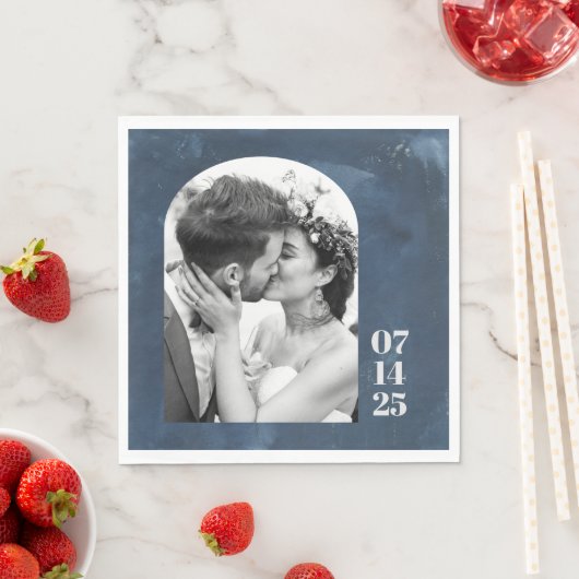 Serviette En Papier Mariage de forme d'arc personnalisé Date photo Mar (En situation)