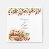 Serviette En Papier Mariage de fraises d'aquarelle (Devant)