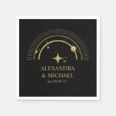 Serviette En Papier Mariage de galaxie céleste d'or noir mystique (Devant)