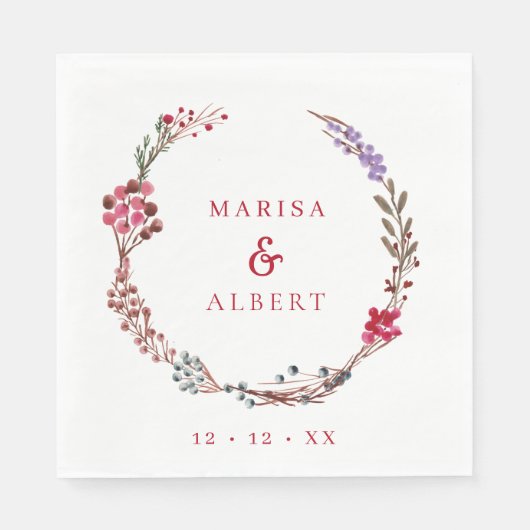 Serviette En Papier Mariage de germe de baies d'hiver (Devant)