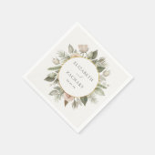 Serviette En Papier Mariage de germe romantique ivoire (Coin)