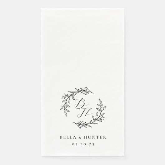 Serviette En Papier Mariage de germes floraux Monogramme initial (Devant)
