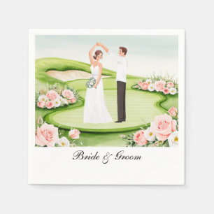 Serviette En Papier Mariage de golf avec mariée et salle de gym sur le