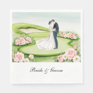 Serviette En Papier Mariage de golf avec mariée et salle de gym sur le
