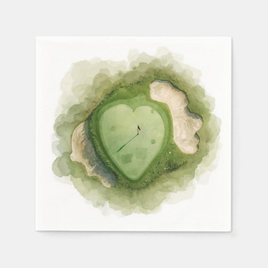 Serviette En Papier Mariage de golf en forme de coeur (Devant)