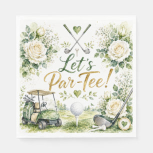 Serviette En Papier Mariage de golf Floral Let's Par Tee