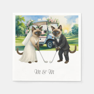 Serviette En Papier Mariage de golf sur le thème des amoureux de chats