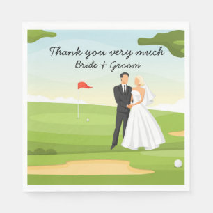 Serviette En Papier Mariage de Golfer Bride et Groom au Golf Course
