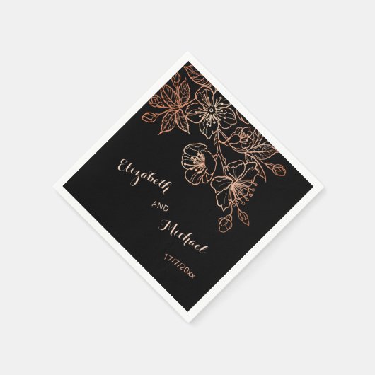 Serviette En Papier Mariage de goth en cuivre noir (Coin)