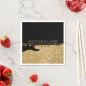 Serviette En Papier Mariage de guitare Parties scintillant noir et or (En situation)
