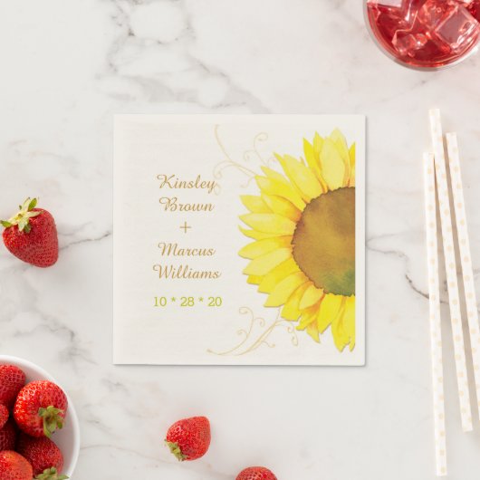 Serviette En Papier Mariage de hip Swirls & Sunflower (En situation)