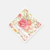 Serviette En Papier Mariage de jardin d'aquarelle (Coin)