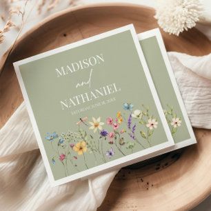 Serviette En Papier Mariage de jardin floral Fleur sauvage Fleur des c