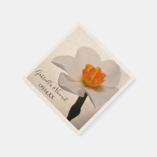 Serviette En Papier Mariage de jonquille à ressort blanc (Coin)
