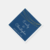 Serviette En Papier Mariage de la chaîne bleu et or à huile (Coin)
