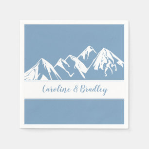 Serviette En Papier Mariage de la chaîne de montagnes Bleu Blanc