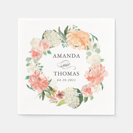 Serviette En Papier Mariage de la feuille de corail flush (Devant)