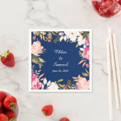 Serviette En Papier Mariage de la frontière du corail rose (En situation)