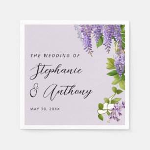 Serviette En Papier Mariage de la glycine violette à pendaison botaniq