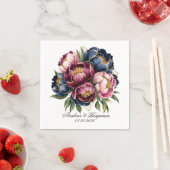 Serviette En Papier Mariage de la marine Bourgogne rose (En situation)