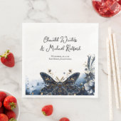 Serviette En Papier Mariage de la Marine Céleste et de la Mouche dorée (En situation)