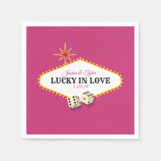 Serviette En Papier Mariage de la Marque Las Vegas à Magenta (Devant)