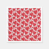 Serviette En Papier Mariage de la Saint-Valentin Rouge et Blanc Cœurs  (Devant)