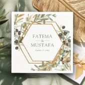 Serviette En Papier Mariage de la succursale d'or Feuille d'Olive