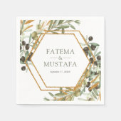 Serviette En Papier Mariage de la succursale d'or Feuille d'Olive (Devant)