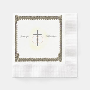 Serviette En Papier Mariage de la Vintage catholique monogramme
