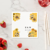 Serviette En Papier Mariage de l'abeille du tournesol jaune (En situation)